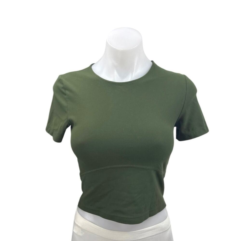 Aritzia TNA Action Green Crewneck Short Sleeve Activewear Crop Tee T-shirt Top S